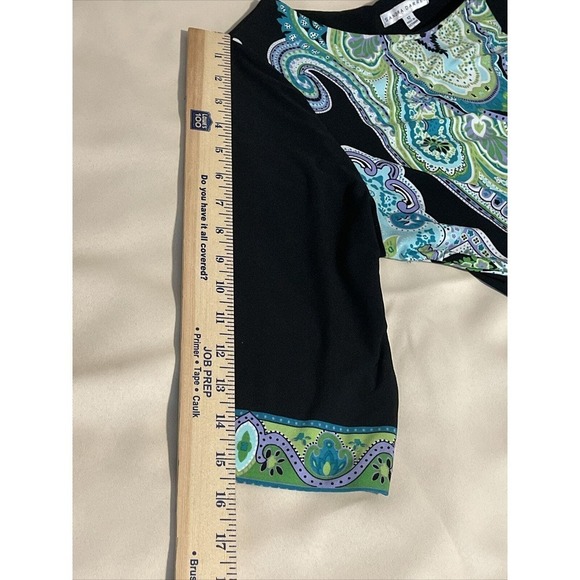 Sandra Darren Dress 12 Blue Green Knee Length Collarless Short Sleeve - Picture 10 of 10